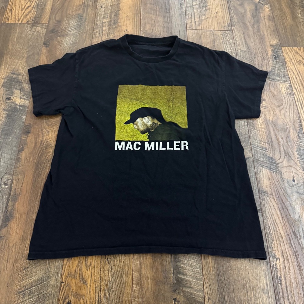 Mac Miller Graphic T-Shirt Black Short Sleeve Crewneck Mens L Grunge Streetwear